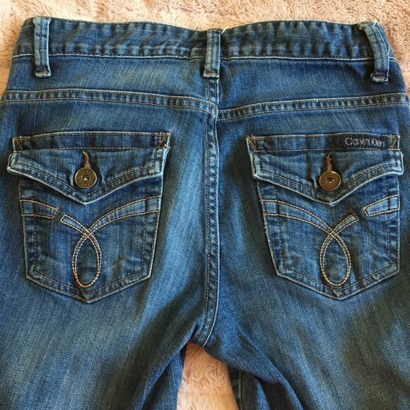 Calvin Klein Straight Leg Mid Rise Denim Jeans - Picture 5 of 12